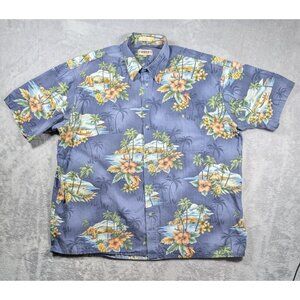 Campia Moda Button Front  Shirt Mens 2XLT Hawaiian Aloha Palm Print Vacation